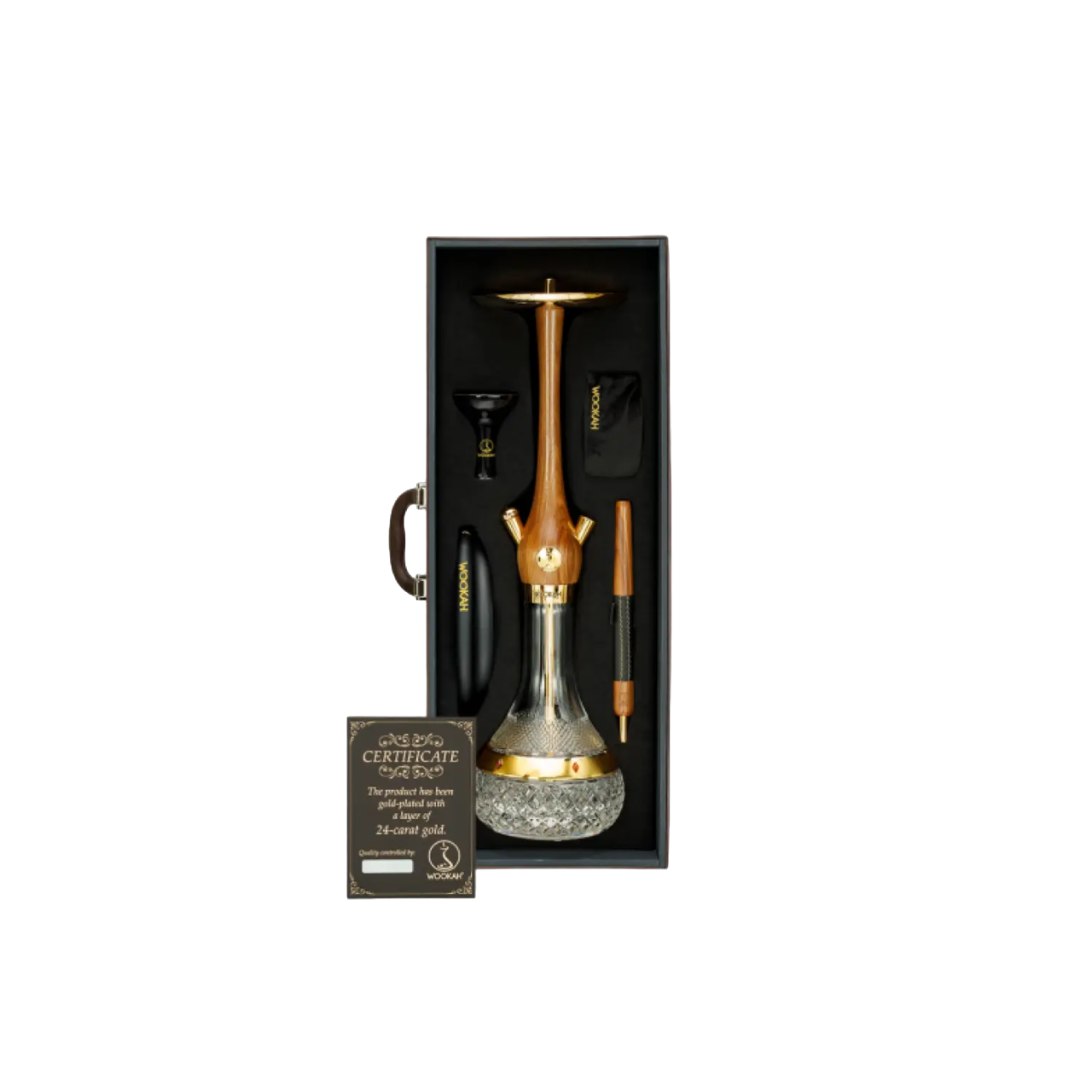 Wookah 24K Gold-Planted Amber Gold Walnut Set