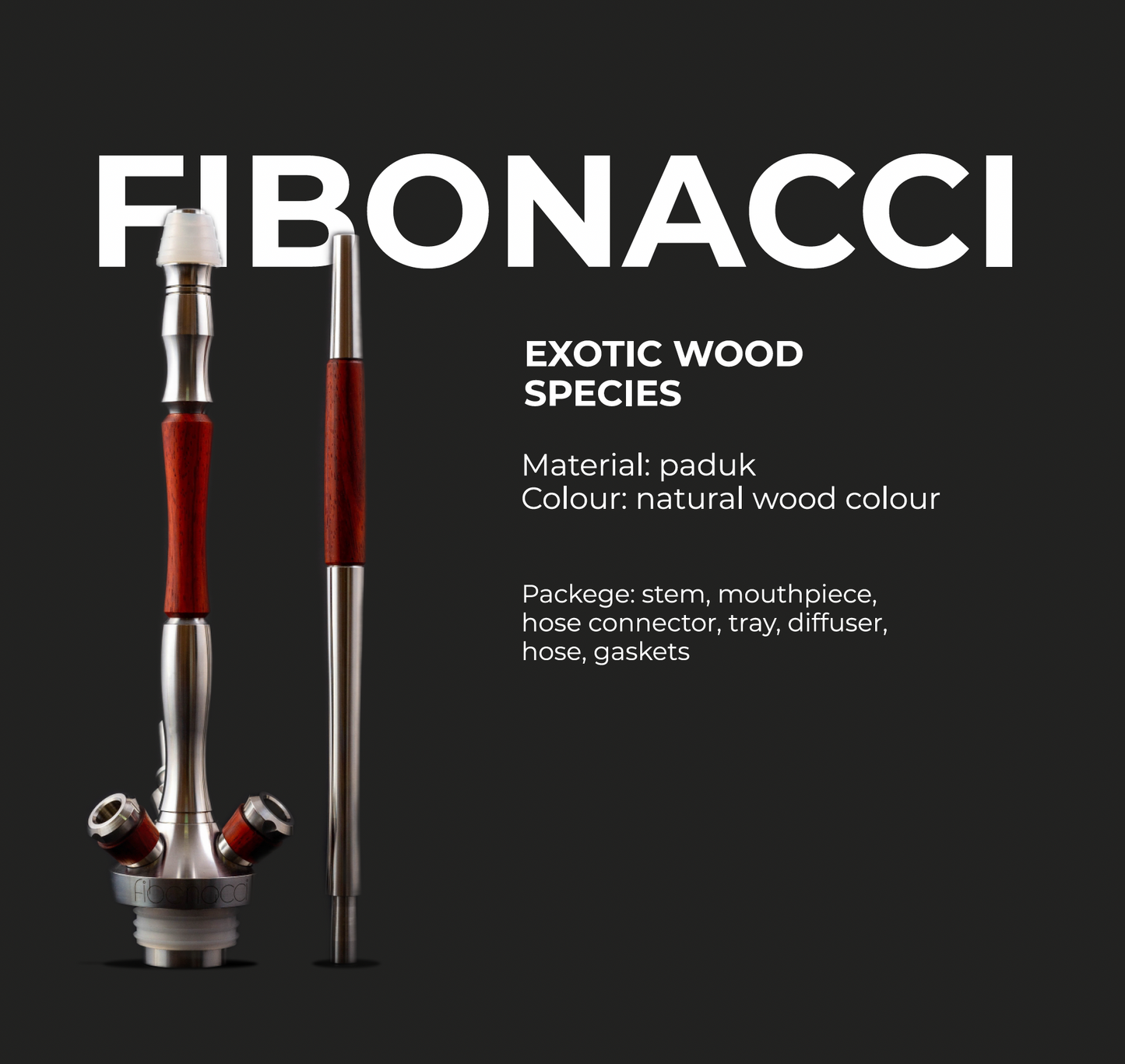 UNION HOOKAH（ユニオンフーカ）Fibonacci(フィボナッチ）- シーシャパイプ padauk/amaranth/black ash